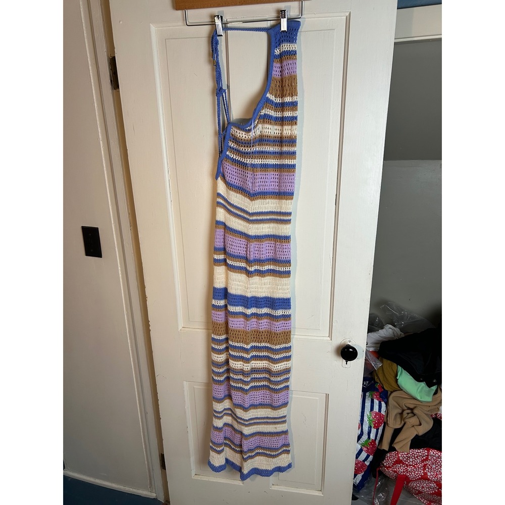 L Space Allegra Crochet Maxi Dress Striped Cotton Multi Color NEW - Picture 2 of 7